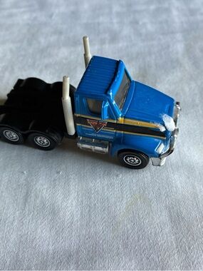 Blue Toy Semi Truck with Yellow Stripe - Kids Vehicles